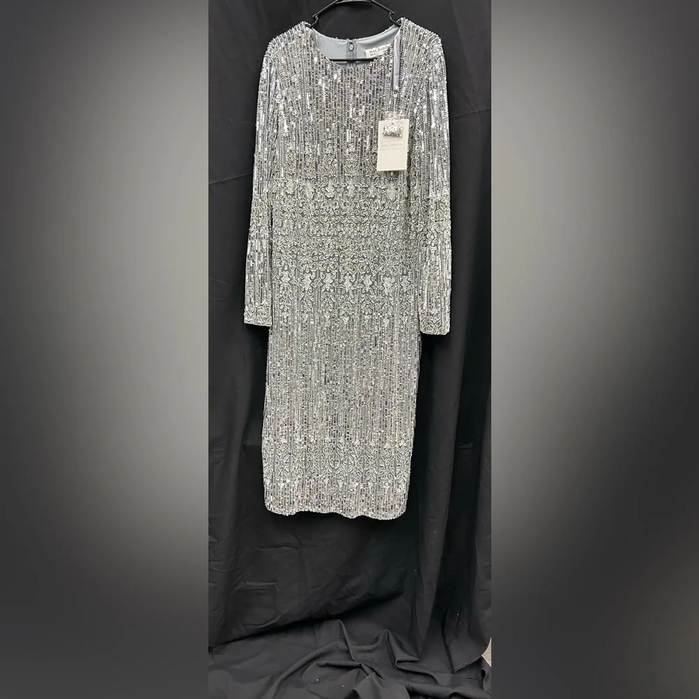 Mac Duggal 5576 NWT Jewel Neckline Long Sleeve Dress - Picture 4 of 8